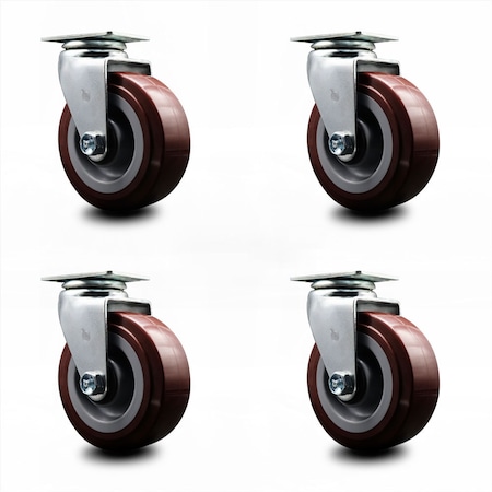 Service Caster 5 Inch Poly on Polyolefin Wheel Swivel Caster Set with Ball Bearings SCC SCC-20S520-PPUB-4